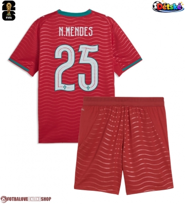 Portugalsko Nuno Mendes #25 Domácí dres komplet pro Děti MS 2026 Krátkým Rukávem (+ Krátké kalhoty)
